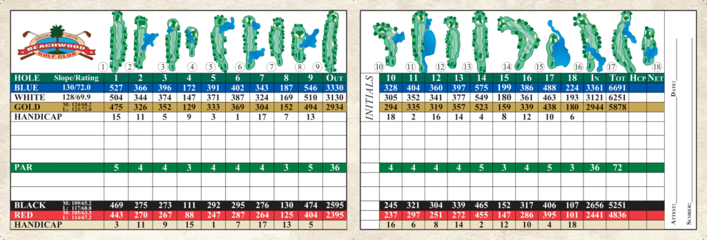 Beachwood Golf Club Scorecard - North Myrtle Beach Golf Courses