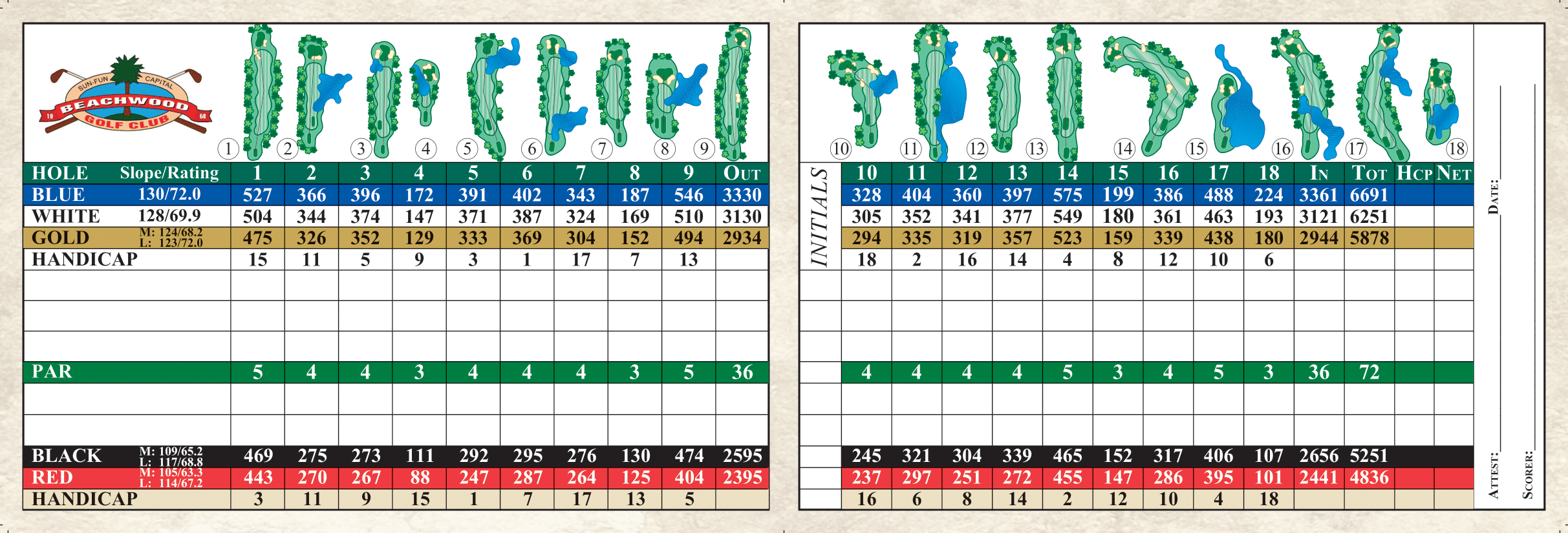 beachwood golf club scorecard front